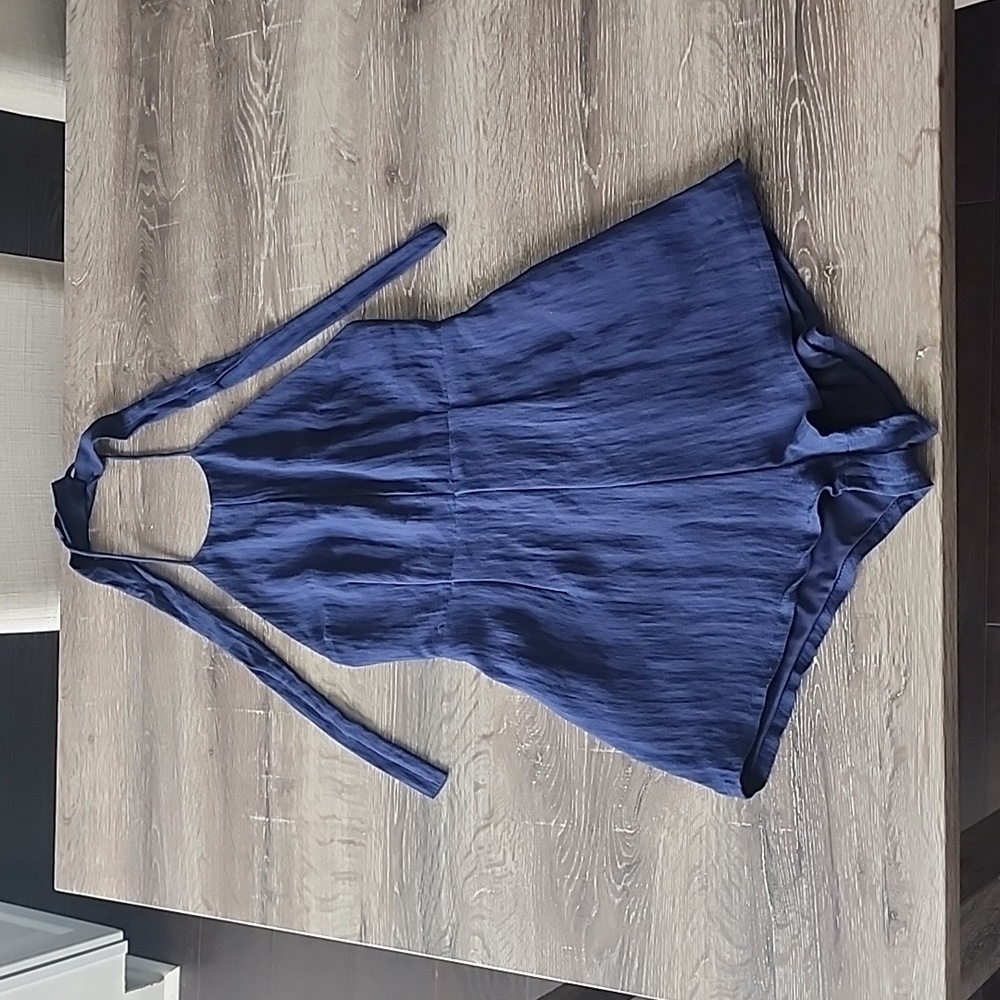 In The Beginning Tie Neck Halter Open Back Romper